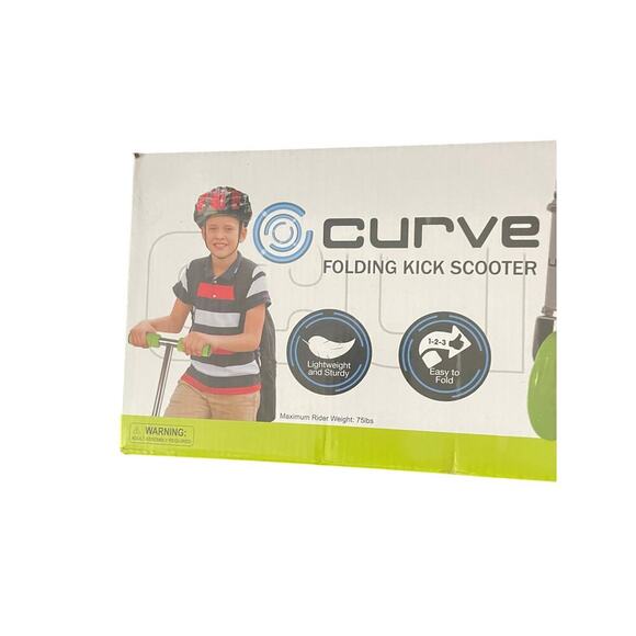 FOLDING SCOOTER FOR AGES 5-8 YEARS OLD CURVE BRAND LIGHTWEIGHT STURDY GREEN - Picture 6 of 14